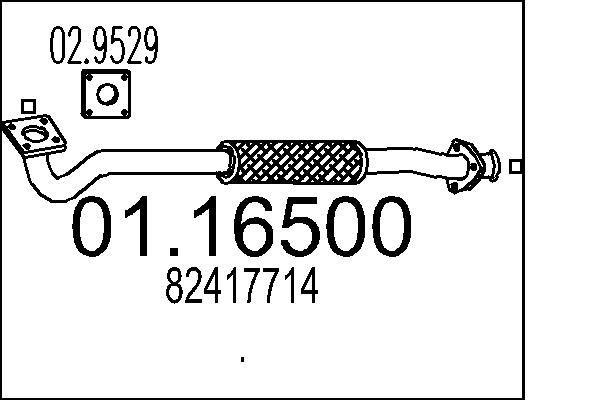 MTS Exhaust Pipe 01.16500 MTS 01.16500 Lancia Thesis 841 exhaust pipe replacement