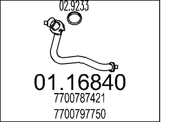 MTS Pakoputki 01.16840 Renault 19 B/C53 pakoputki MTS 01.16840