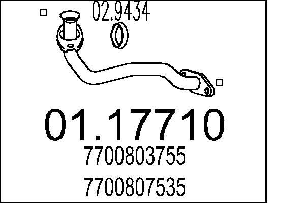 MTS Eksosrør 01.17710 MTS 01.17710 Eksosrør