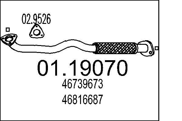 Exhaust Pipe MTS 01.19070 MTS 01.19070 ALFA ROMEO 147 2002 exhaust pipe price