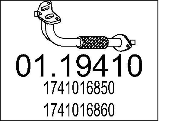 MTS Udstødningsrør 01.19410 Udstødningsrør MTS Toyota YARIS 01.19410