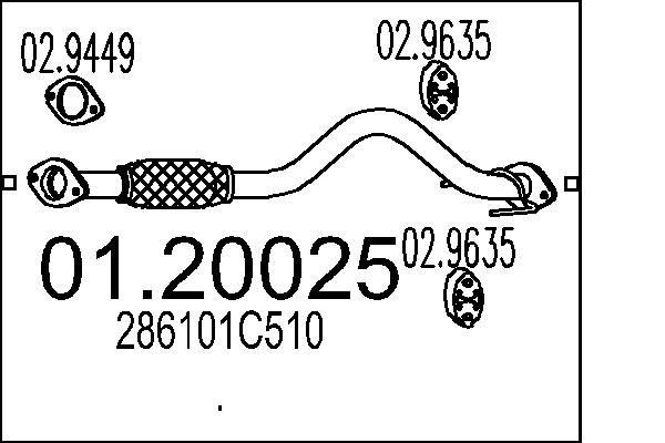 MTS Výfukové potrubie 01.20025 MTS 01.20025 originálne Vyfukove potrubie Elantra III Sedan (XD) cena