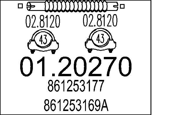 MTS Tuyau flexible, échappement 01.20270 Tresse d'échappement MTS LT 01.20270 pas cher