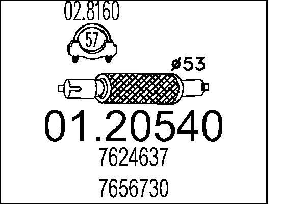 MTS Joustoputki, pakoputkisto 01.20540 01.20540 MTS Pakoputken jousto PEUGEOT 107