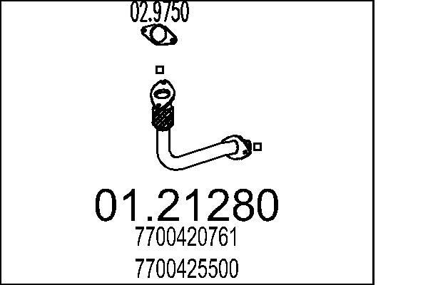 MTS Avgasrör 01.21280 MTS 01.21280 Avgasrör Renault Megane 1 Grandtour