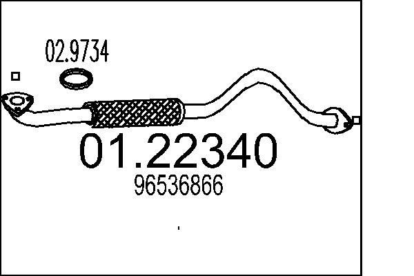 MTS Eksosrør 01.22340 MTS 01.22340 Eksosrør Daewoo Nubira KLAN pris