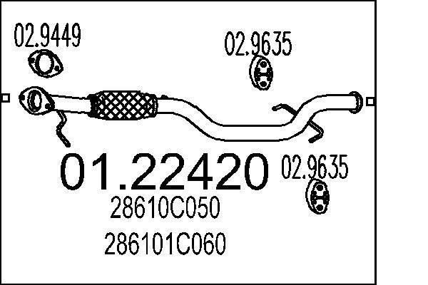 MTS Exhaust Pipe 01.22420 SAAB 9-3 MTS exhaust pipe 0122420