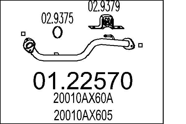 MTS Tubo gas scarico 01.22570 01.22570 costo Tubo gas scarico MTS NISSAN NV400