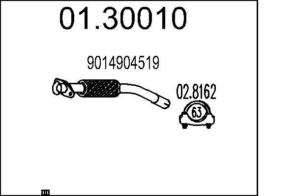 MTS Voorpijp 01.30010 Mercedes-Benz T2 Uitlaatpijp MTS 01.30010