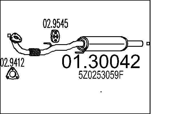 MTS Predný tlmič výfuku 01.30042 MTS 01.30042 originálne Predný tlmič výfuku VW T5 Van cena