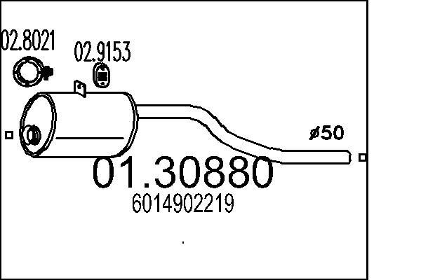 MTS Fremre eksospotte 01.30880 MTS 01.30880 originale Forreste lyddemper Mercedes T1 Flatvogn lastebil 602 hva koster