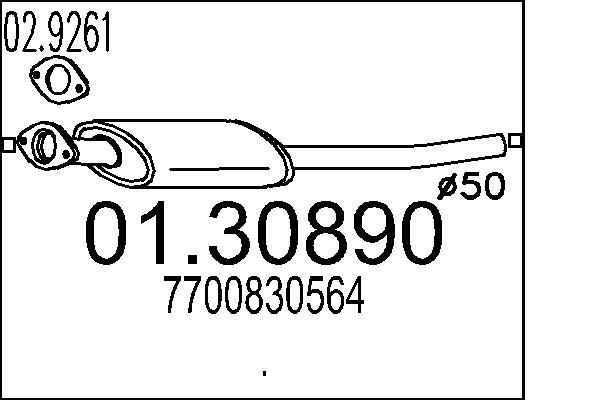 MTS Fremre eksospotte 01.30890 Forreste lyddemper MTS Renault SUPER 5 01.30890