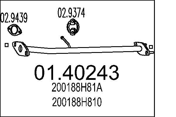 MTS Exhaust Pipe 01.40243 MTS 01.40243 genuine Nissan Primera p12 Estate exhaust pipe price