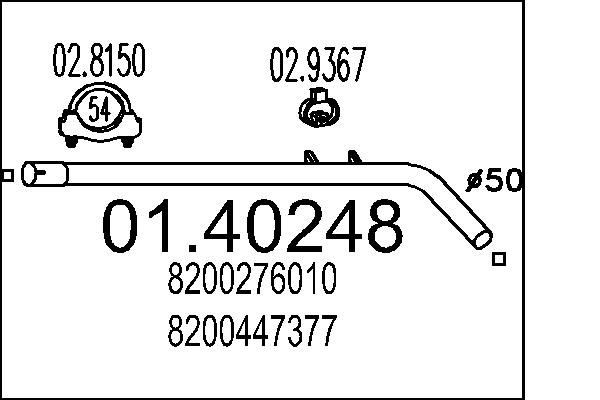 MTS Výfukové potrubie 01.40248 01.40248 Vyfukove potrubie MTS RENAULT Symbol