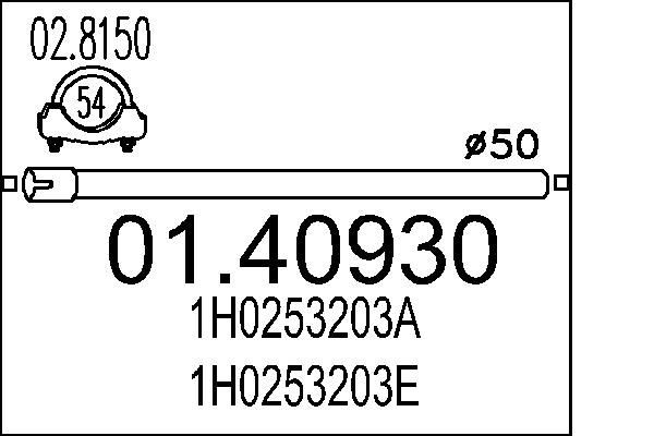 MTS Exhaust Pipe 01.40930 01.40930 MTS exhaust pipe for SAAB 9-3