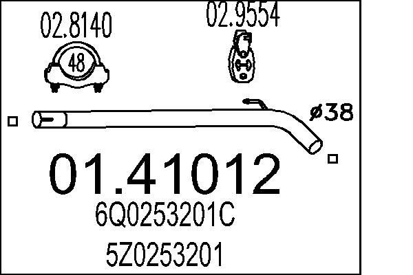 Voorpijp MTS 01.41012 MTS 01.41012 Uitlaat Volkswagen POLO 2007
