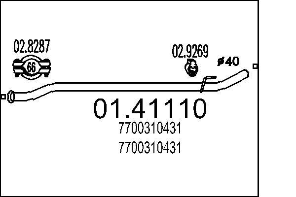 MTS Abgasrohr 01.41110 Auspuffrohr MTS Nissan NV200 01.41110