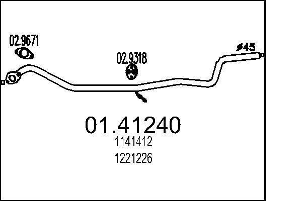 MTS Avgasrör 01.41240 Mazda 323 BF Avgasrör MTS 01.41240