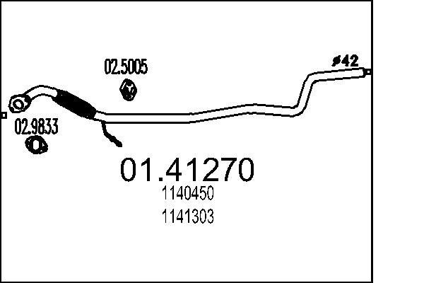 MTS Exhaust Pipe 01.41270 01.41270 MTS MAZDA exhaust pipe
