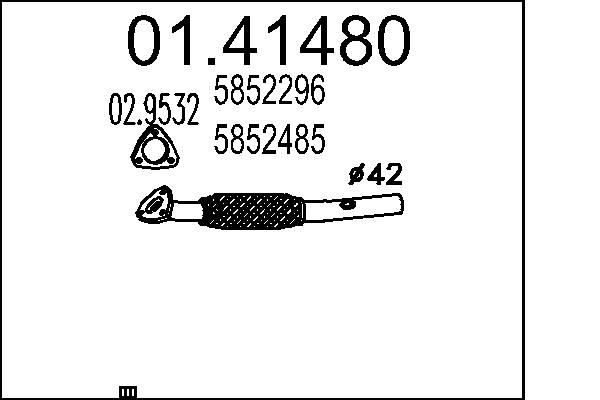 Výfukové potrubie MTS 01.41480 MTS 01.41480: Vyfukove potrubie Opel CORSA 2002