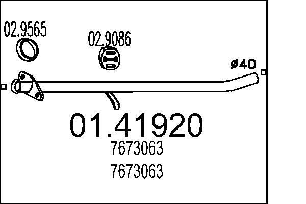 MTS Tubo de escape 01.41920 preço Tubo de escape AUTOBIANCHI 01.41920 MTS