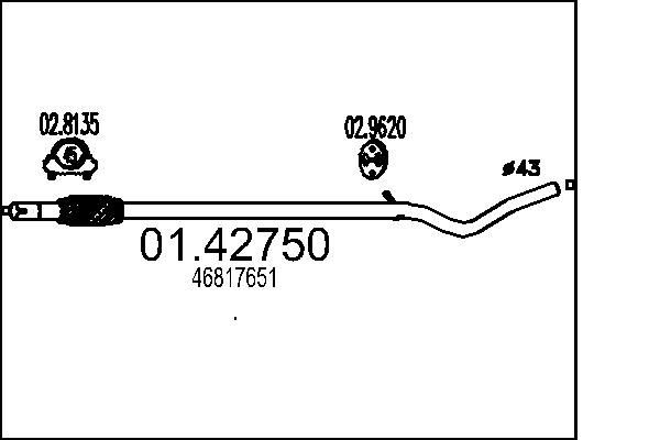 MTS Tubo de escape 01.42750 MTS 01.42750 Tubo de escapamento 126 (126) preço