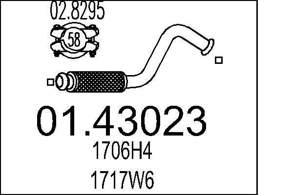MTS Tuyau d'échappement 01.43023 Peugeot 5008 Tube d'échappement MTS 01.43023