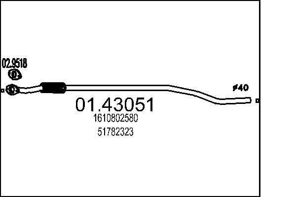 MTS Voorpijp 01.43051 Land Rover RANGE ROVER EVOQUE Tussenpijp MTS 01.43051