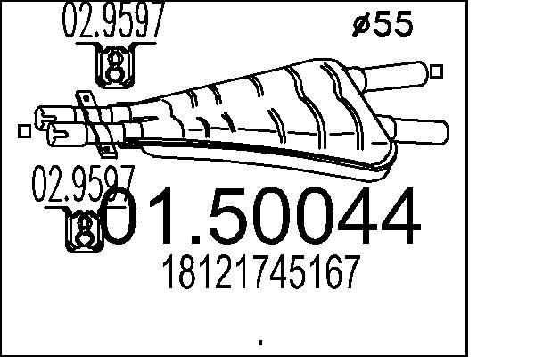 Middle silencer MTS 01.50044 MTS 01.50044 BMW 7 Series 2000 Middle exhaust pipe price
