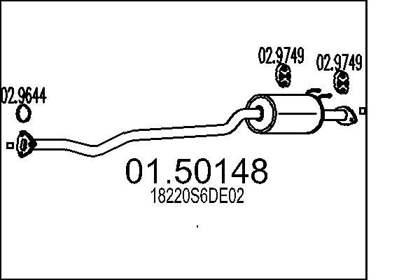 MTS Silencieux intermédiaire 01.50148 Tuyau d'échappement intermédiaire MTS CIVIC 01.50148 pas cher