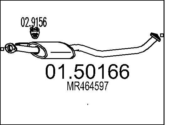 MTS Middle silencer 01.50166 Mitsubishi H6_W, H7_W Centre exhaust 01.50166 MTS