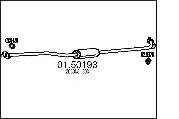Uitlaat middendemper MTS 01.50193 MTS 01.50193 Tussendemper NISSAN X-TRAIL 2024