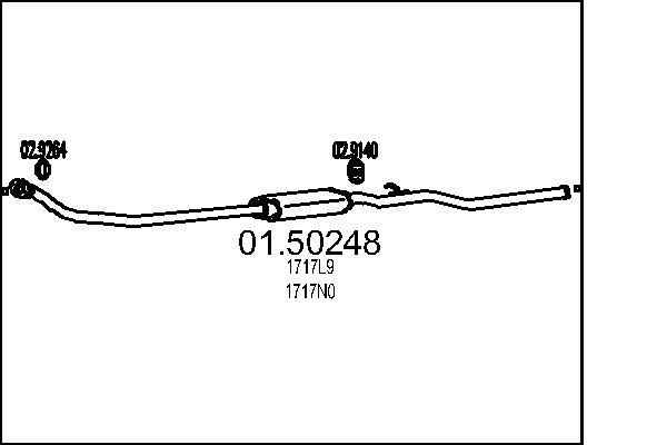 Keskiäänenvaimentaja MTS 01.50248 MTS 01.50248: Pakoputki äänenvaimennin keski Peugeot PARTNER 2013