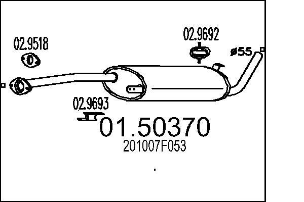 MTS Uitlaat middendemper 01.50370 MTS 01.50370 Middendemper Nissan X-Trail T30 goedkoop