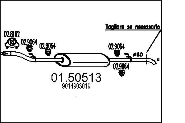 MTS Kesksummuti 01.50513 MTS 01.50513 Kesksummuti MERCEDES-BENZ Sprinter 3-T Avatava Veoauto/Šassii (W903) odava hinnaga