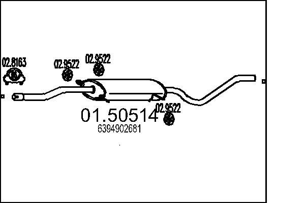 MTS Silencieux intermédiaire 01.50514 MTS 01.50514 Tuyau d'échappement intermédiaire Mercedes-Benz W245 prix