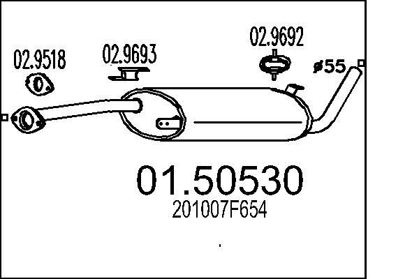 Μεσαίο σιλανσιέ MTS 01.50530 MTS 01.50530 Μεσαίο καζανάκι NISSAN TERRANO 2014