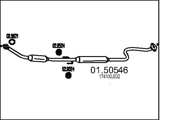 MTS Stredný tlmič výfuku 01.50546 Stredný tlmič výfuku TOYOTA MTS 01.50546