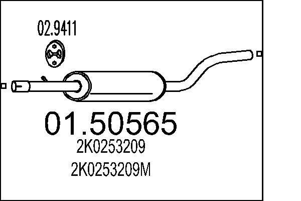 Marmitta centrale MTS 01.50565 MTS 01.50565 Silenziatore centrale Volkswagen CADDY 2019