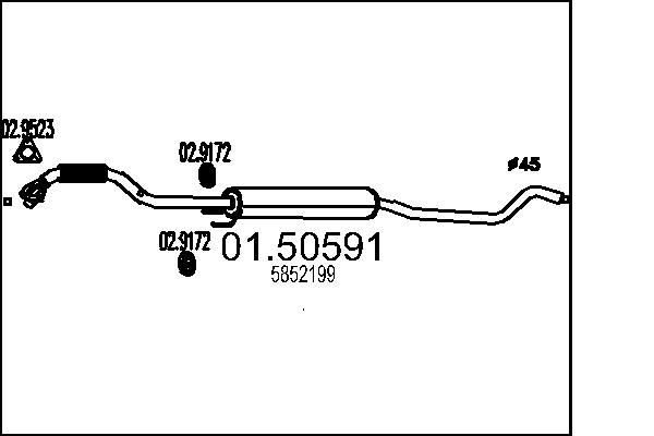 Uitlaat middendemper MTS 01.50591 MTS 01.50591 Tussendemper OPEL MERIVA 2006