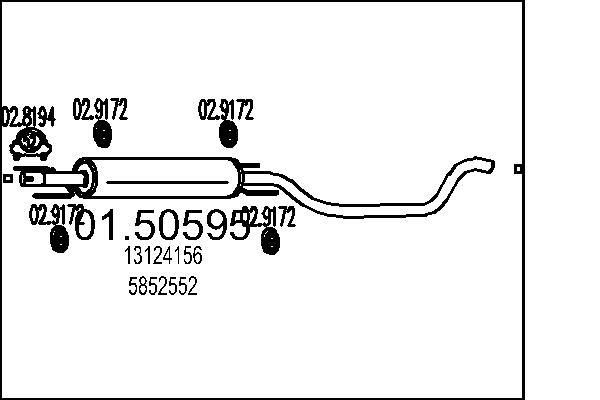 Silencieux intermédiaire MTS 01.50595 MTS 01.50595 Échappement intermédiaire Opel ZAFIRA 2025