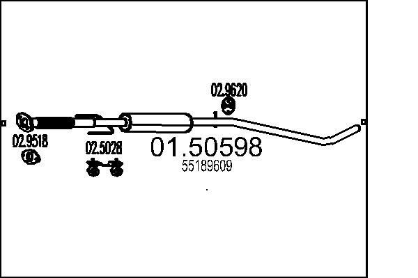 MTS Midtre lydpotte 01.50598 Mellomlyddemper MTS Fiat IDEA 01.50598