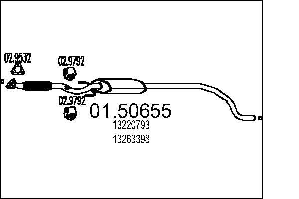 MTS Midtre lydpotte 01.50655 Midtre lyddemper MTS Opel MOVANO 01.50655