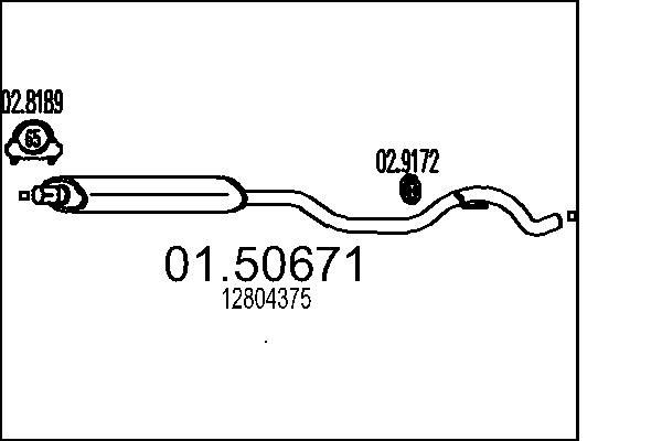 MTS Keskiäänenvaimentaja 01.50671 01.50671 MTS Keskimmäinen äänenvaimennin SAAB 900