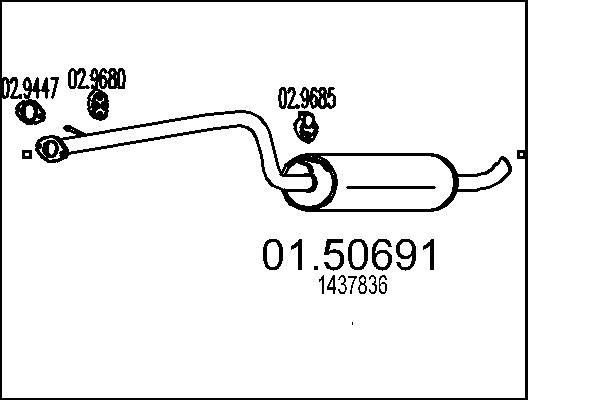 MTS Uitlaat middendemper 01.50691 01.50691 Middendemper FORD MAVERICK MTS