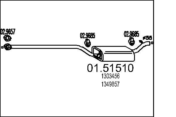 MTS Silencieux intermédiaire 01.51510 MTS 01.51510 d'origine Silencieux intermédiaire 929 II Berline (HB) coût