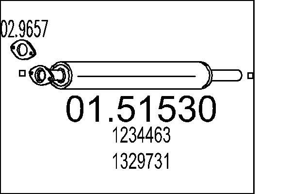 MTS Midtre lydpotte 01.51530 MTS 01.51530 Midtre lyddemper Ford Escort mk4 Cabrio originale pris