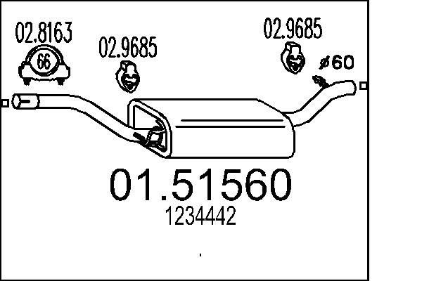 MTS Silencieux intermédiaire 01.51560 Suzuki SPLASH Échappement intermédiaire MTS 01.51560