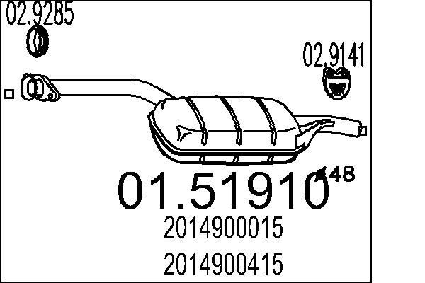 MTS Keskiäänenvaimentaja 01.51910 01.51910 MTS Keskimmäinen äänenvaimennin Mercedes-Benz G-sarja hinta
