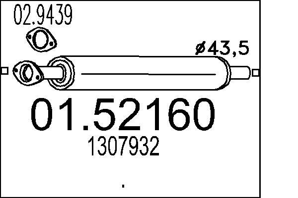 Middle silencer MTS 01.52160 MTS 01.52160 Volvo XC70 2009 Middle exhaust pipe price